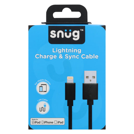 Snug Black MFI Lightning Cable 1.2m