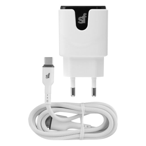 Superfly 3.4A White Dual Type C Wall Charger